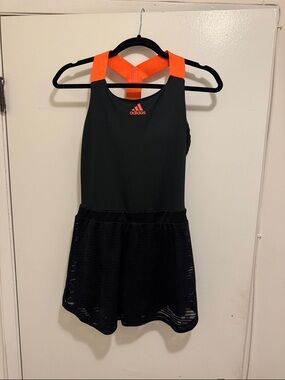 adidas Black Tennis Dress with Bright Orange Straps